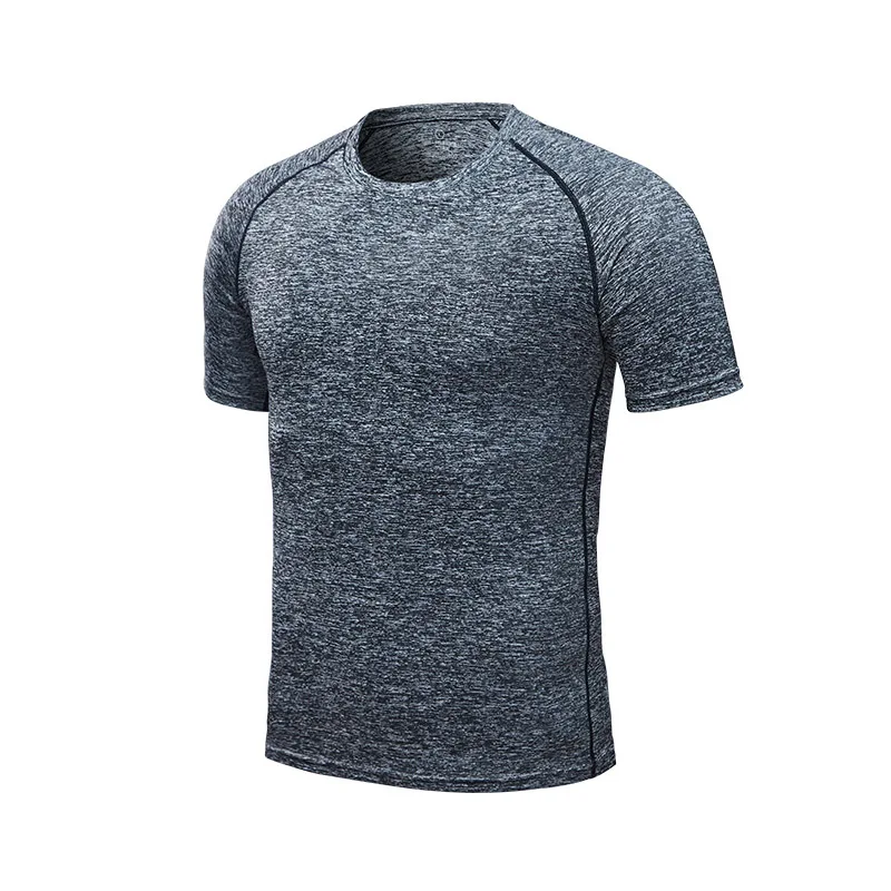 L-4XL быстросохнущие рубашки для рыбалки, мужские Компрессионные спортивные футболки с коротким рукавом, футболки для бега в тренажерном зале, дышащие футболки для фитнеса, спортивная одежда - Color: Gray