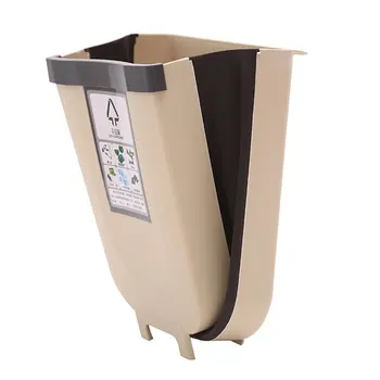 

Kitchen folding trash can Kitchen cabinet door wall-mounted Thickened trash storage bucket Plastic Push type Long tube