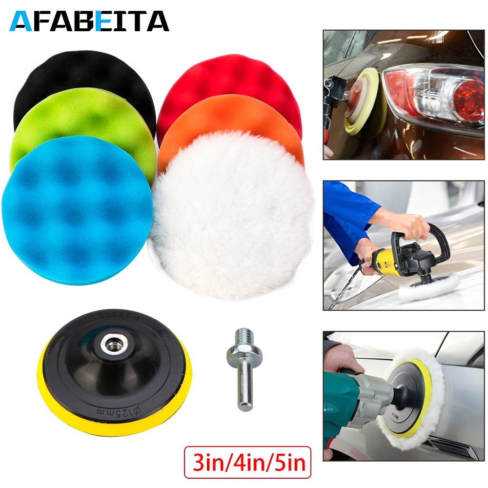 

6Pcs Buffing Pad Set Thread 3 in For Auto Car Polishing Cars Pad Kit Polisher Drill Adaptor M10 Power Tools accessories