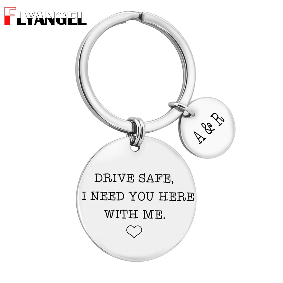 Customized Engrave Name Abbreviation Initial Keyring Couples Gift Drive