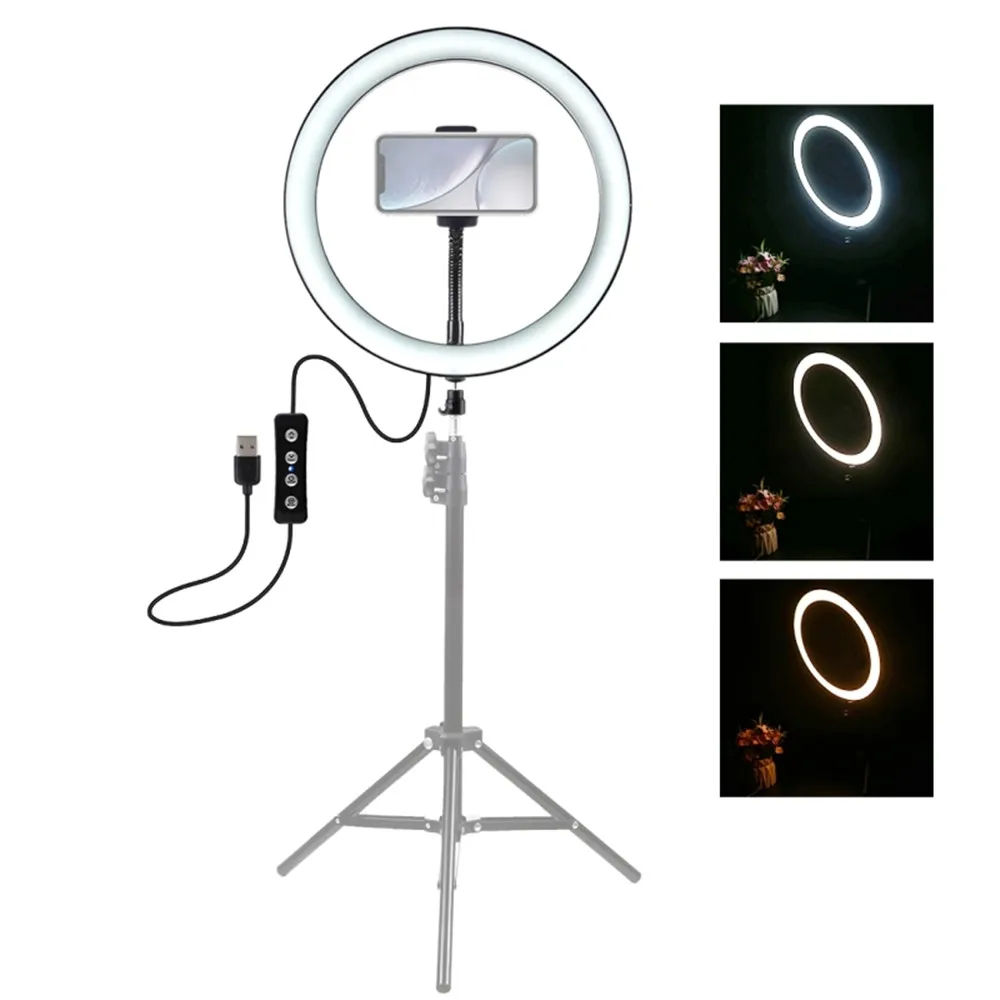 

12 "USB LED Ring Light 160 LEDs Dimmable 2700K-5500K Circular Photo Lamp And tripod for Studio Photographic Light Ring