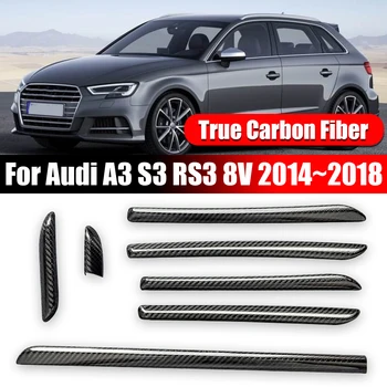 

7pcs Carbon Fiber Center Console Dashboard Trim Strips Car Door Cover for Audi A3 S3 RS3 8V LHD 2014 2015 2016 2017 2018