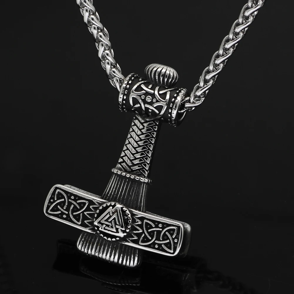 Nordic Stainless Steel Mjolnir Valknut Viking Necklace With Gift Bag | Украшения и аксессуары