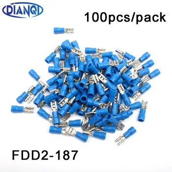 

FDD2-187 Female Insulated Electrical Crimp Terminal for 16-14 AWG Connectors Cable Wire Connector 100PCS/Pack FDD2-187 FDD