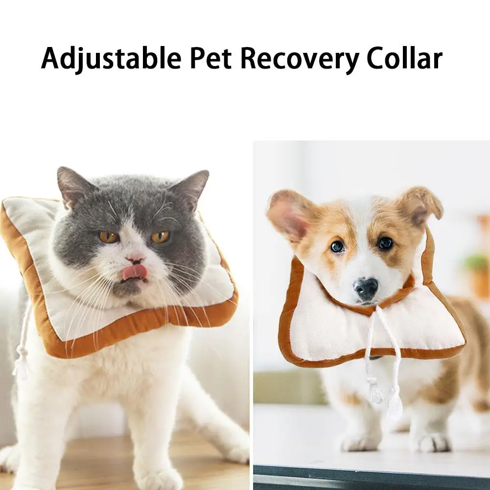 Adjustable Soft Cotton Elizabeth Dog Cat Collar Bread Shape Anti-licking Pet Recovery Collar Ring Collar for Dogs and Cats 20E