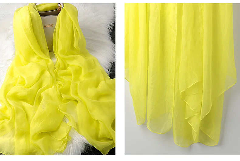 Plus Size 200*150 Cm Womens Solid Color Silk Scarves Long Chiffon Scarf Light Thin Sunscreen Shawl Summer Ladies Beach Scarf