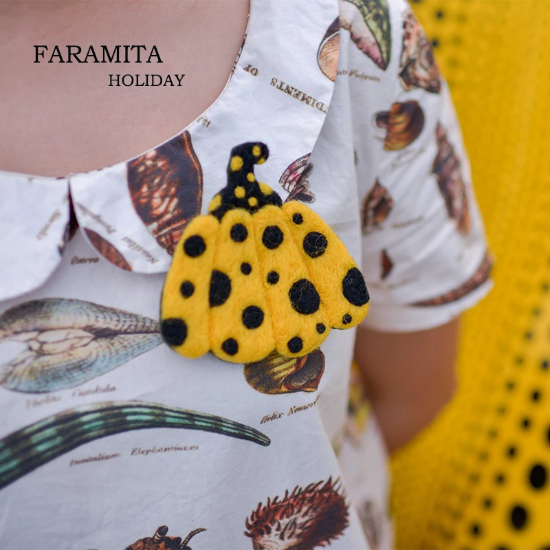 Праздничные Броши Faramita в горошек с тыквой Yayoi Kusama из 100% шерсти ручной работы