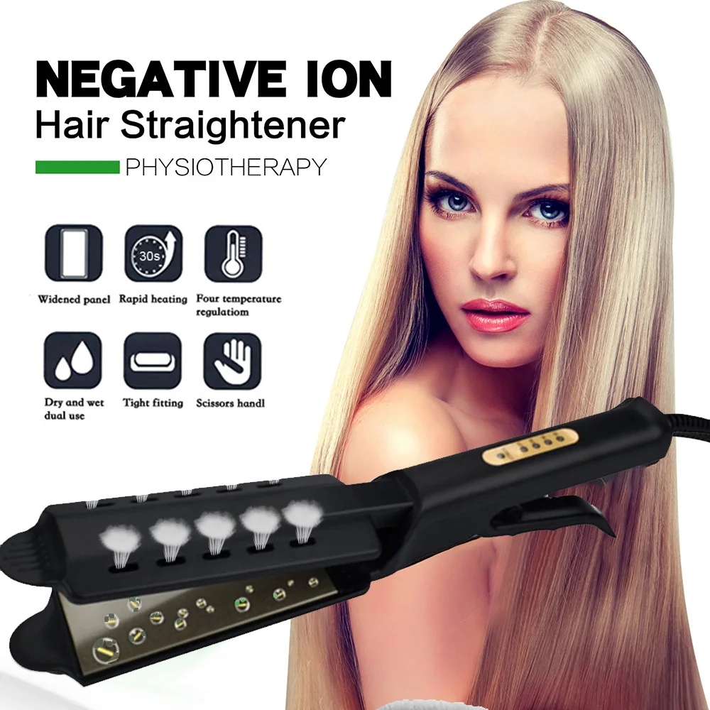 

New Ceramic Hair Straightener Four-gear temperature adjustment Tourmaline Ionic Dry Wet Dual Use Heating Plate Hair Straightener