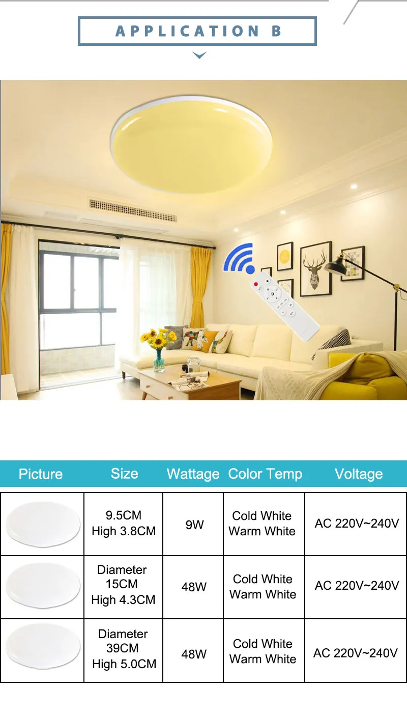 Modern LED Ceiling Light 36W 48W Fixture led Lamp Surface Mounted led ceiling light Remote Control Living Room Bedroom Bathroom