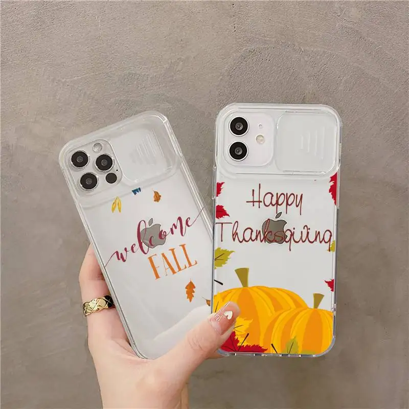 Pumpkin Happy Autumn Phone Case Transparent Camera Protection for iPhone 12 11 8 7 se 2020 mini pro X XS XR MAX Plus | Мобильные