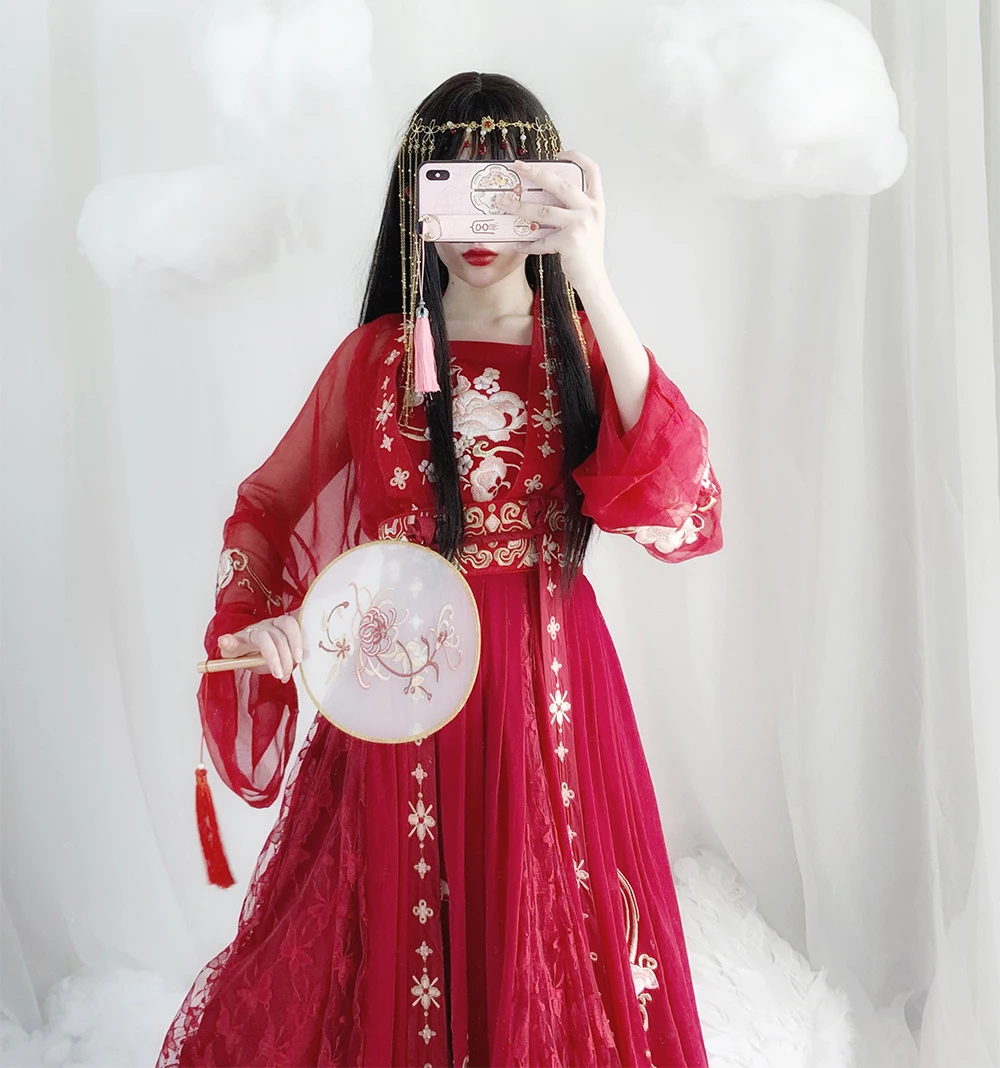 Hanfu женское китайское платье с вышивкой древнего пиона костюм сказочной принцессы для девочек традиционное женское платье Hanfu свадебное платье