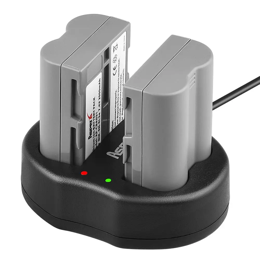 Внешняя аккумуляторная батарея 2x2000 мАч с двумя USB портами для камеры Nikon D100 D200 D300