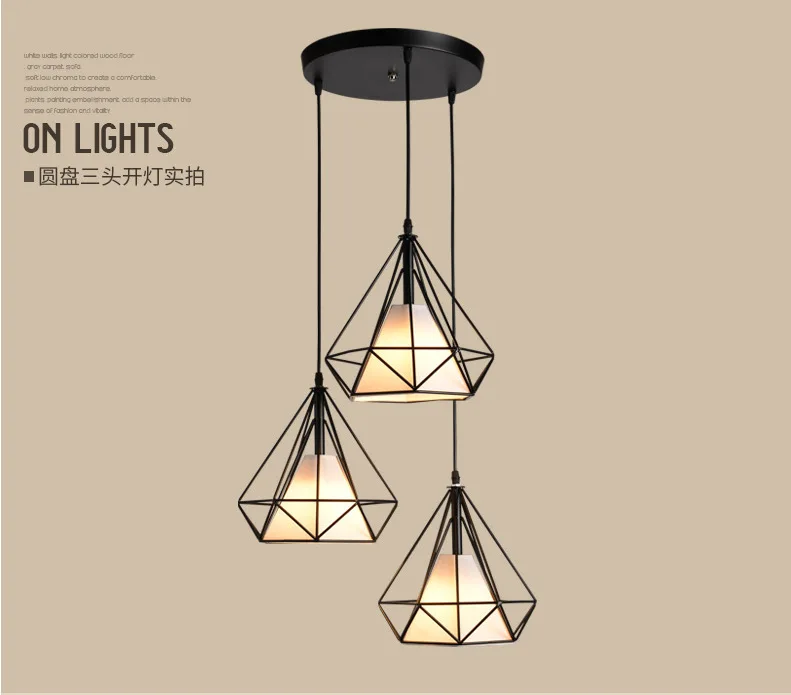 

Modern Minimalist Industrial-Style Chandelier Creative Cool Diamond Lamps Bar Lighting Restaurant Chandelier