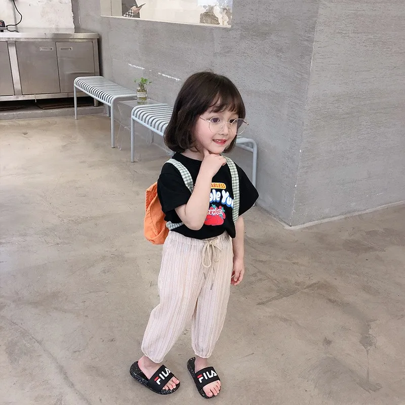 

Summer New Arrival Korean style strawberry letters printed all-match short sleeve T-shirt for fashion cute baby girls and boys