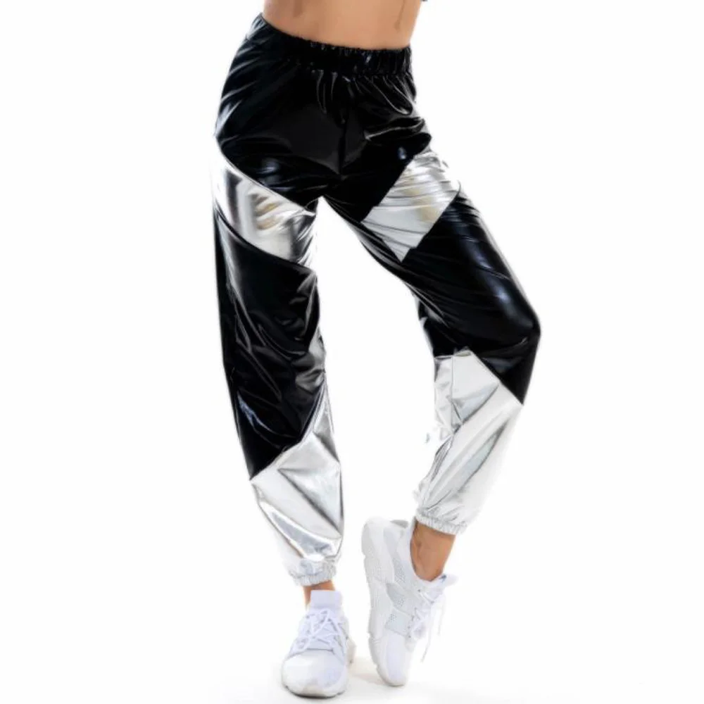 Women Shiny Rave Pants Loose 