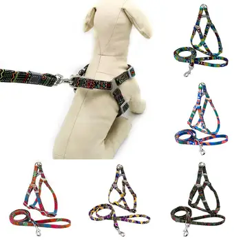 

Bohemian Style Dog Puppy Strappy Vest Harness Leash Reflective Pet Chest Straps