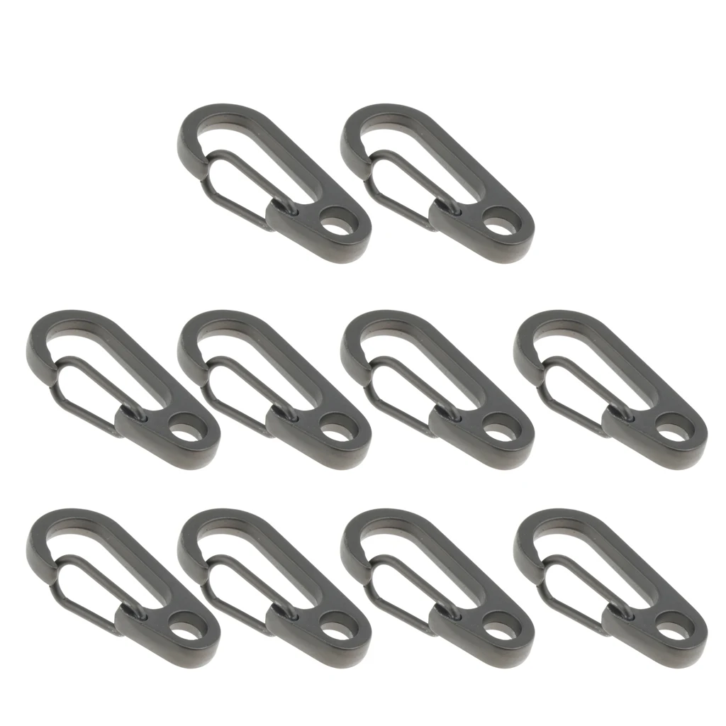 10Pcs Small Metal Carabiner Paracord Clips Snap Hooks with Fixed Eye Hole Spring Clasps Keychain Buckles and Accessories Tool