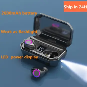

TWS large capacity Wireless Earphone Bluetooth Earbud Touch Control LED Power Display HIFI Stereo with Flash