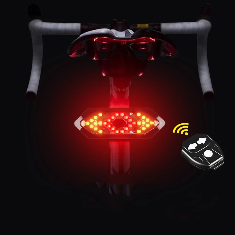 Bicycle LED Taillight Rear Lamp Smart Bike Wireless Remote Turn Signal Lights Usb Rechargeable Personal Parts | Спорт и развлечения