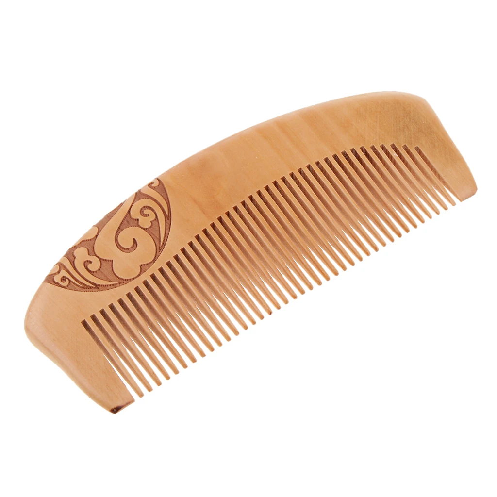 Classic Wood Wide Tooth Anti-static Mahogany Comb Head Massage Wooden Brush