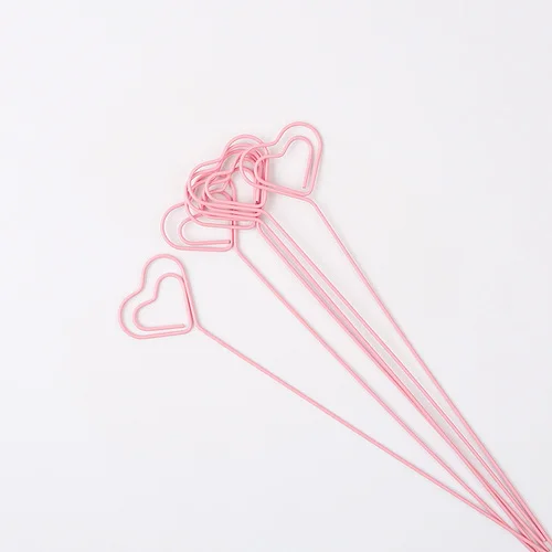 20cm pink heart 10 шт., металлические держатели для карточек с цветами, Подарочные Цветы для торта, цветочный букет, коробка для тортов, палочки для упаковки, Diy реквизит, декоративные зажимы - Цвет: 20cm pink heart