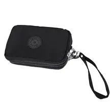 Женский маленький кошелек с эффектом потертости и складок, тканевый кошелек для телефона с тремя молниями, Портативная сумка для макияжа