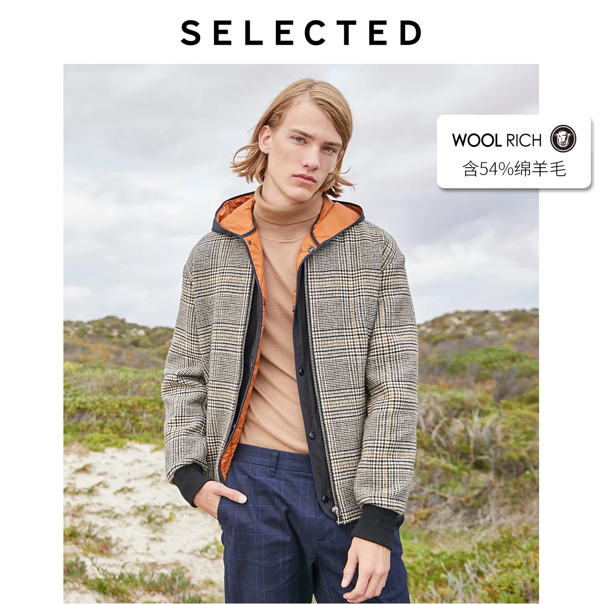 SELECTED Men's Winter 3 in 1 Woolen Checked Cotton Coat S|419427545 SELECTED Men's Winter 3 in 1 Woolen Checked Cotton Coat S|419427545