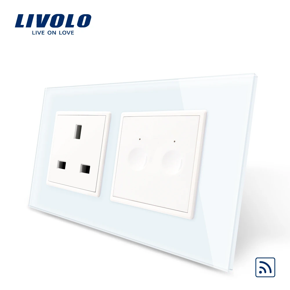 

Livolo UK Standard New SeriesWall Smart Wireless Remote Touch Switch,1 Gang 1Way,with UK 16A socket plastic key,without logo
