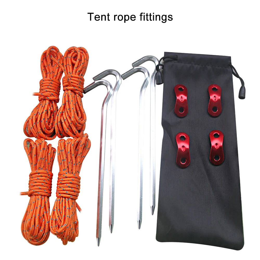 

Tent Accessories 4pcs 3MM Reflective Ropes 4pcs Meters Long 4 6MM Thick Aluminum Alloy Mark Nails 18CM 4 Aluminum Alloy Buckles