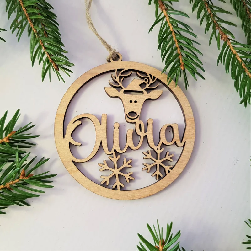 Personalized Wooden Christmas decorations Christmas baubles Eco-Friendly tree decorations Snowflake ornaments