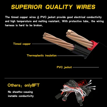 

1pc 6000K 300W Wire Harness Kit Wiring ON OFF Switch Relay Fuse For LED Light Bar Auto Accessories