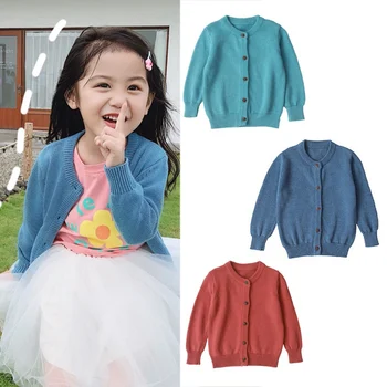 

Sweaters Cardigan Candy Color Girls Boys Wild For Kids 1-5 Years Old Suitable For Spring Autumn And Winter Baby Sweaters