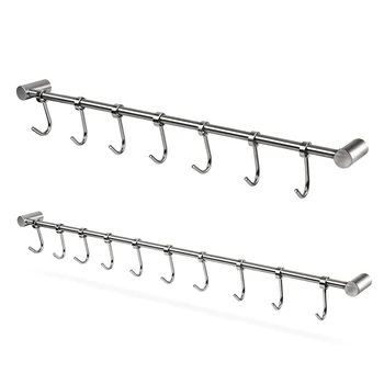 

Kitchen Rail Rack Wall Mounted Utensil Hanging Rack Stainless Steel Hanger Hooks for Kitchen Tools Pot Towel