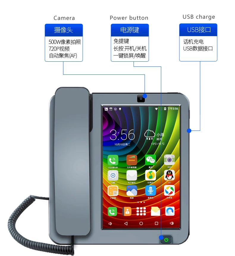 

Smart LTE 4G Fixed Wireless landline Android 6.0 with 4G SIM network videophone glob universal elderly WIFI video mobile phone