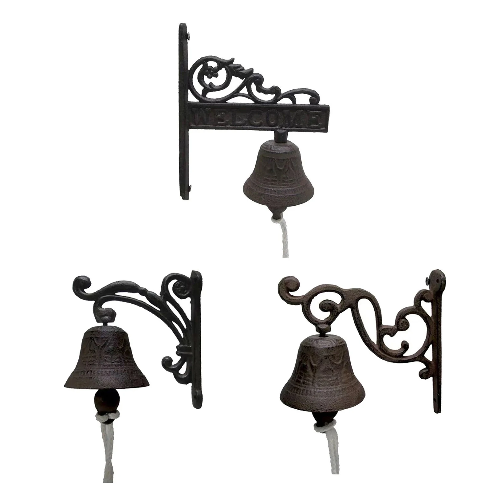 

1pc Vintage Doorbell Wall Hanging Welcome Cast Iron Dinner Bell Wall Hanging Metal Doorbell Family Garden Craft Decoration Chic