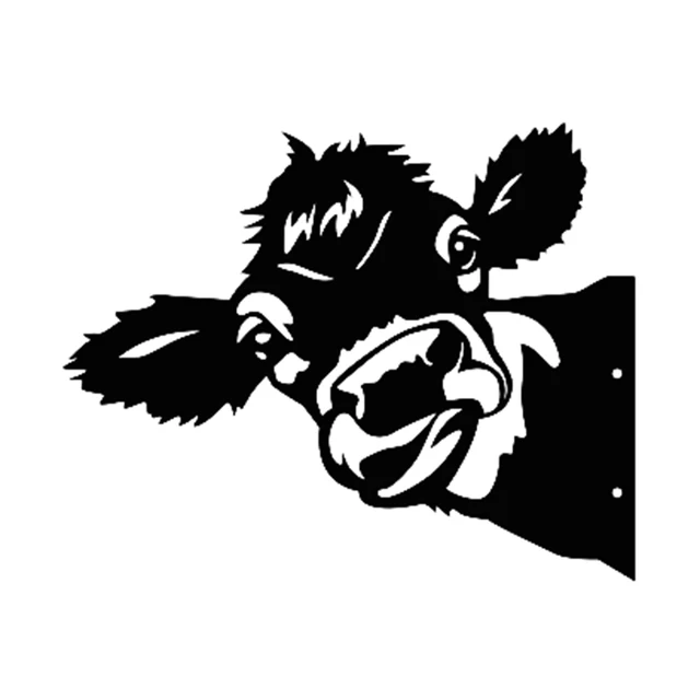 Fém Kukucskáló Tehén Kültéri Kerti Díszek Művészeti Farm Udvar Falfa Medál Szarvasmarha Dekoráció Szobrok - Image 2