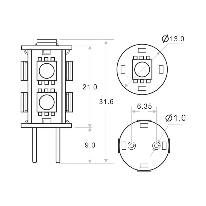 С регулируемой яркостью GY6.35 1 8 W G6.35 Светодиодная лампа с 9led 5050SMD 12VDC 180 198LM