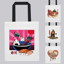 

Shopping Bag Women's Bag Handbag Shoulder Bag Leisure Large Capacity Funny Japanese Pattern Printing Travel Bag White Canvas Bag