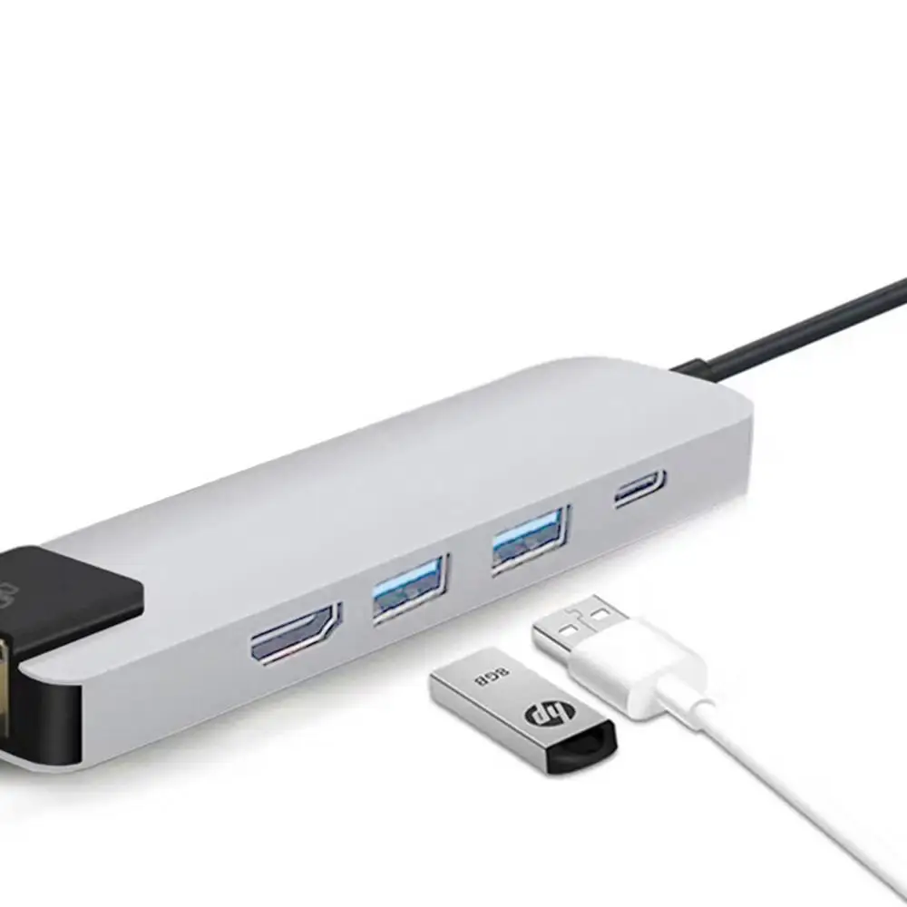 5 в 1 usb type C концентратор HDMI 4K USB C концентратор к Gigabit Ethernet Rj45 Lan адаптер для MacBook Pro USB-C зарядное устройство конвертер