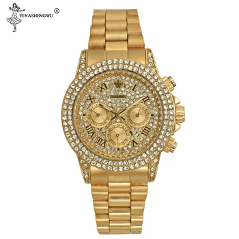 

Luxury Watch Top Brand Fashion Watch Men Quartz Waterproof 18K Gold Watch Chronograph Rolexable Wristwatch For Gift Reloj Hombre