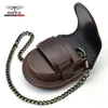 Fashion Male Back Brown Cover Vintage Classic Pocket Watch Box Holder Storage Case Coin Purse Pouch Bag With Chain ► Photo 1/6