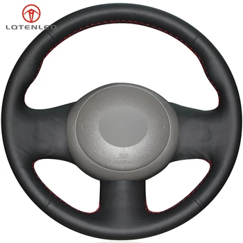 

LQTENLEO Black Artificial Leather DIY Hand-stitched Car Steering Wheel Cover For Nissan Sunny 2011-2013 March Versa 2013 Almera