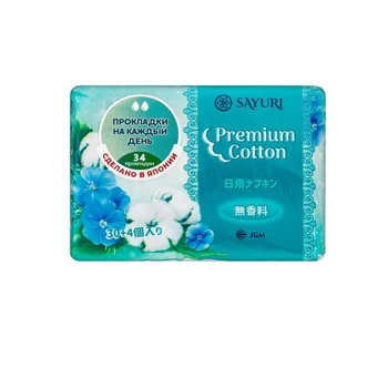 

Sayuri, Premium Cotton Daily Sanitary Pads, 34 pcs
