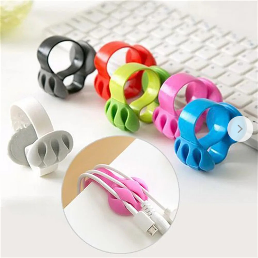 Soporte de Cable para ratón, Clip de cargador USB, organizador de cables, enrollador USB Flexible, escritorio de gestión, accesorios para el hogar y la Oficina