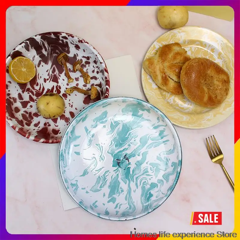 Luxury Serving Kitchen Enamel Plates Baking Pans Cake Dish Home Baked Vegetable Rice Cheese Salad Dinnerware Dinner | Дом и сад