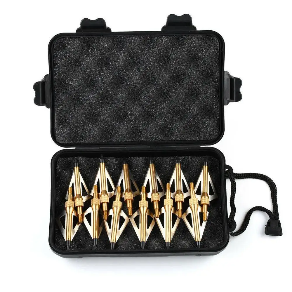 12 шт. охотничьи наконечники 3 лезвия стрел из нержавеющей стали золотого/черного