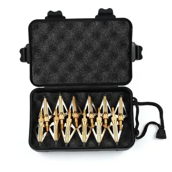 

12pcs Hunting Broadheads 3 Blades Arrowheads Gold/Black Tip Steel For Bow And Crossbow Arrow Head Stainless Steel