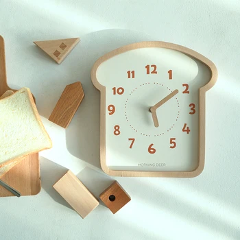 

Design Nordic Wall Clock Art Cute Minimalist Kids Wooden Silent Kitchen Wall Clock Small Square Reloj Cocina Wall Watch DE50WC