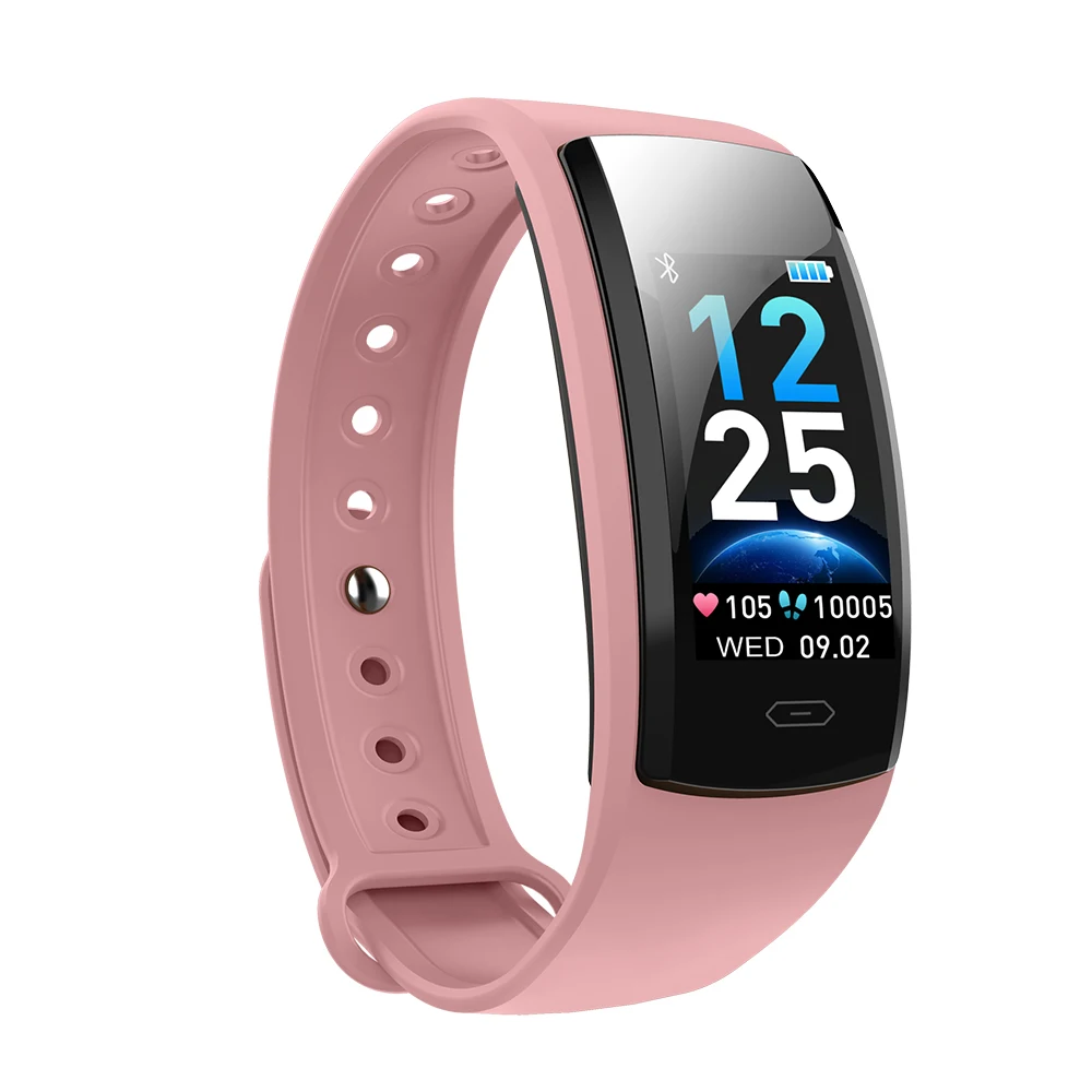 Розовый Bakeey QS 90Plus Smart Watch Continuous Heart Rate BP BO Monitor Smartwatch Sport Modes Brightness Control Colorful Wristband - Цвет: Розовый