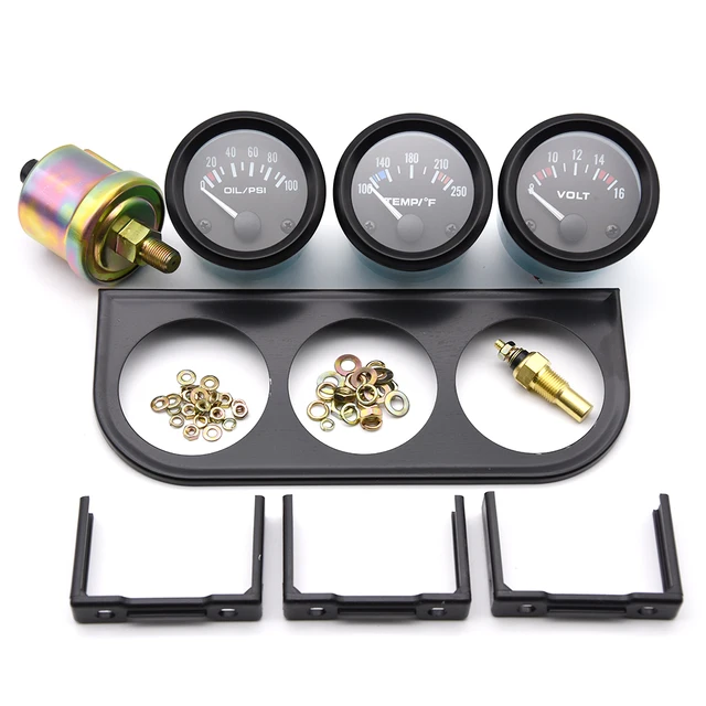 thumbnail: Suuonee Drievoudige Meter Set 52 Mm | Voltmeter, Watertemperatuur & Oliedruk | Voor Auto, Vrachtwagen & Boot | 12V